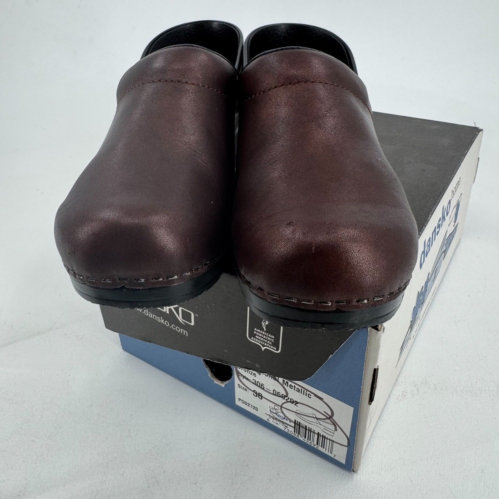 Dansko Metallic‎ Bronze Clogs WOMENS Leather Slip On Casual Comfort 7.5-8 EU 38